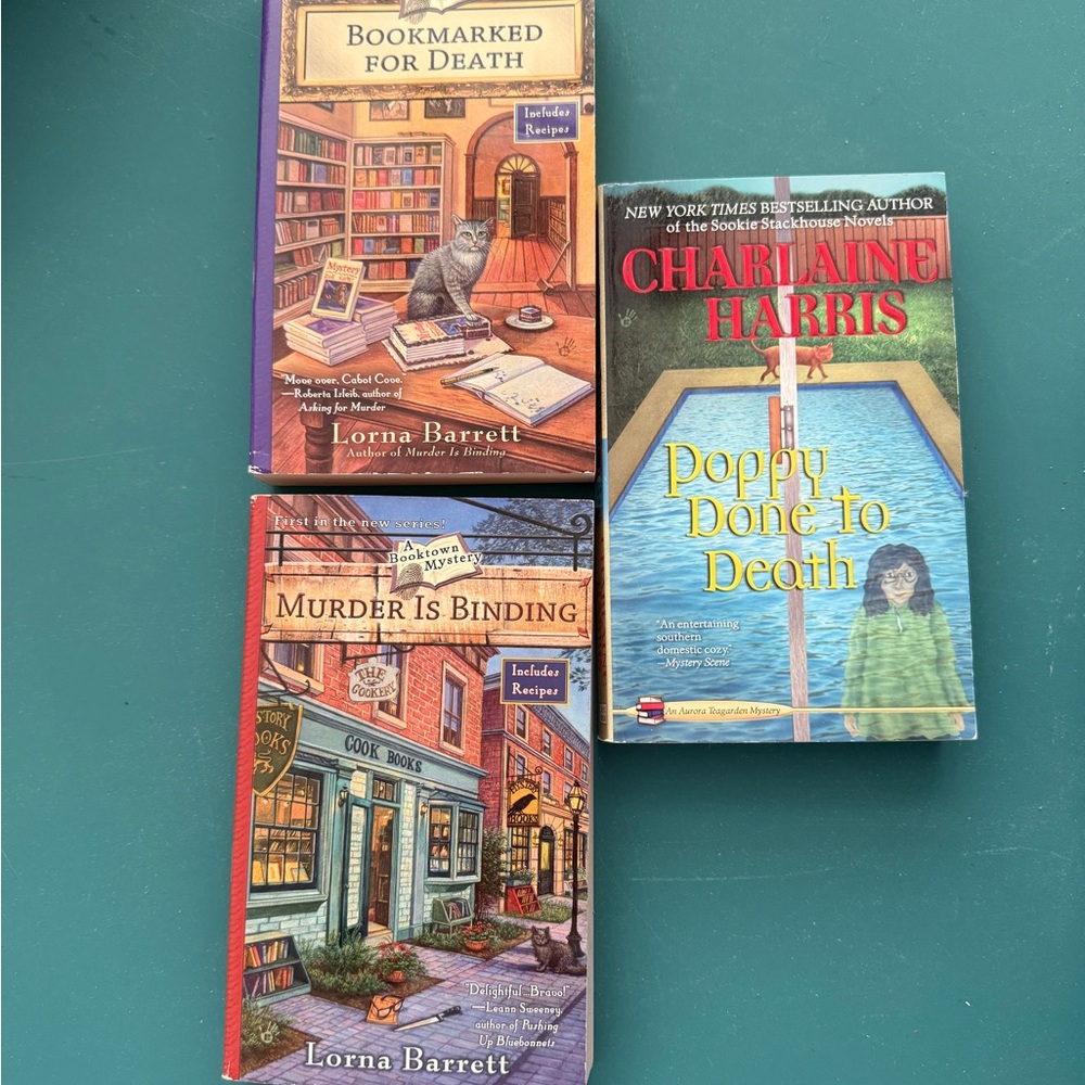 Set of Mystery Novels by Lorna Barrett and Charlaine Harris Gently Used
